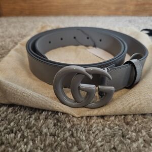 Gucci Gray Women's Belt with GG Buckle